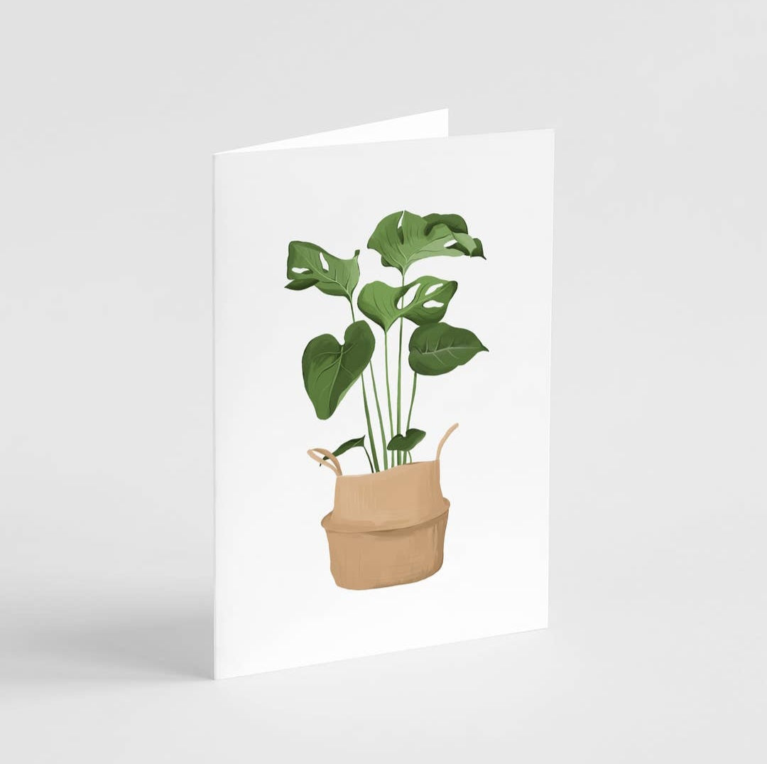 Monstera Potted Plant Blank Greeting Card