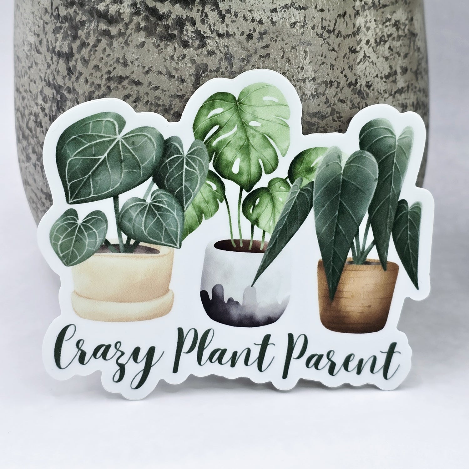 Crazy Plant Parent Houseplants 8.5cm WHITE Vinyl Sticker