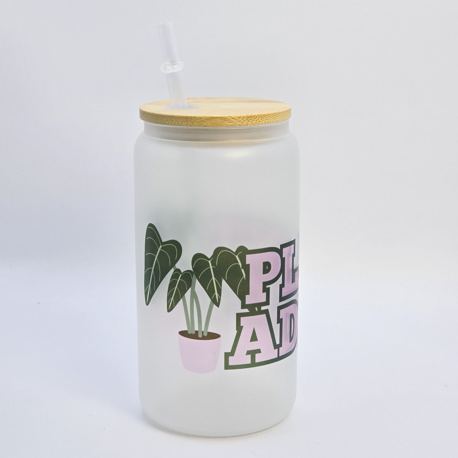 Pink Plant Addict 16oz Frosted Glass Houseplant Tumbler