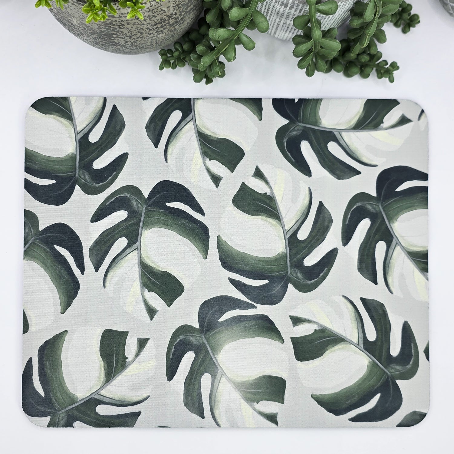 Monstera Albo Variegated Houseplant Computer Mousepad