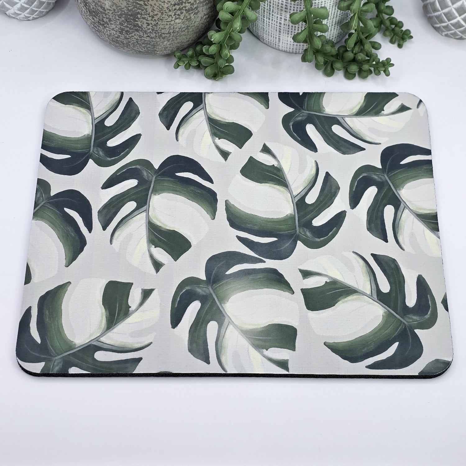 Monstera Albo Variegated Houseplant Computer Mousepad