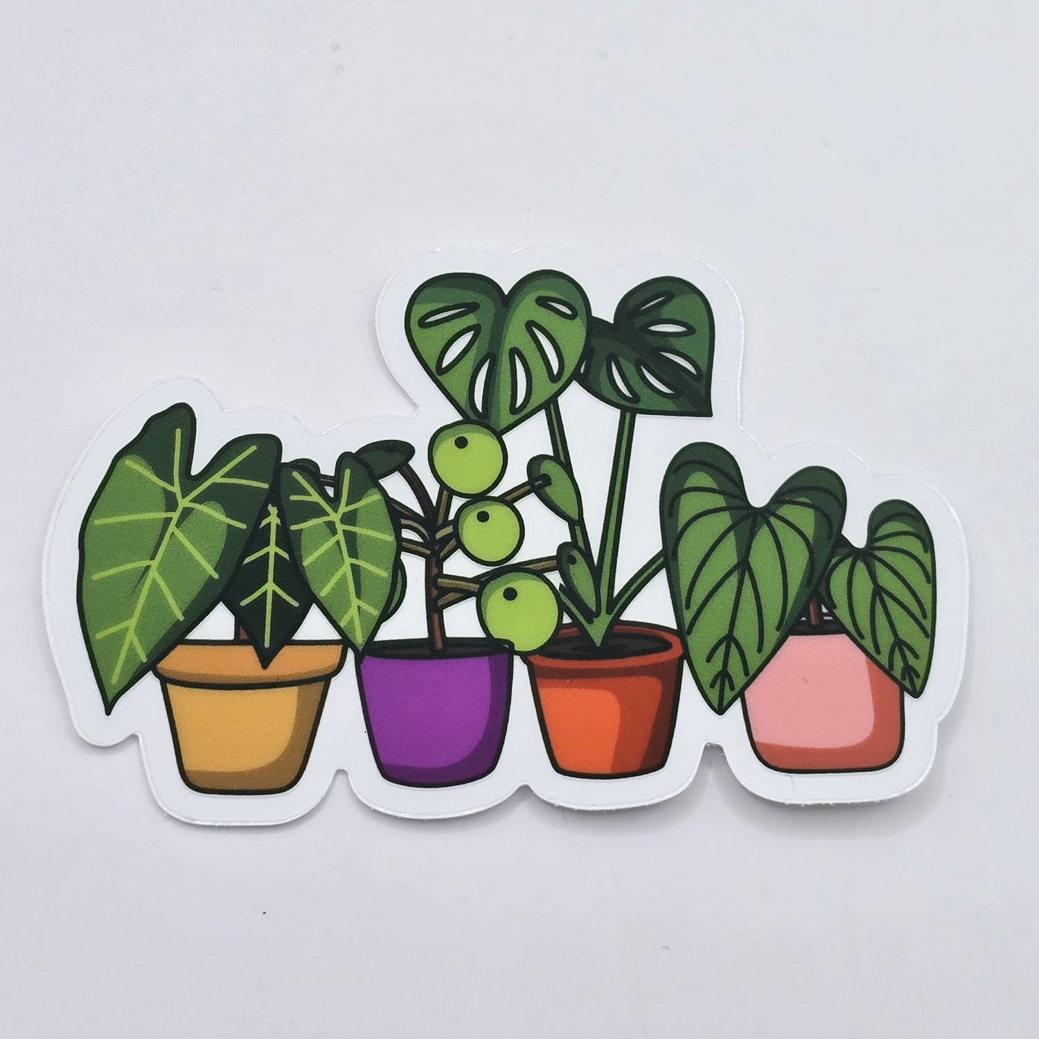 Bright Potted Rare Houseplants 8.5cm WHITE Vinyl Sticker