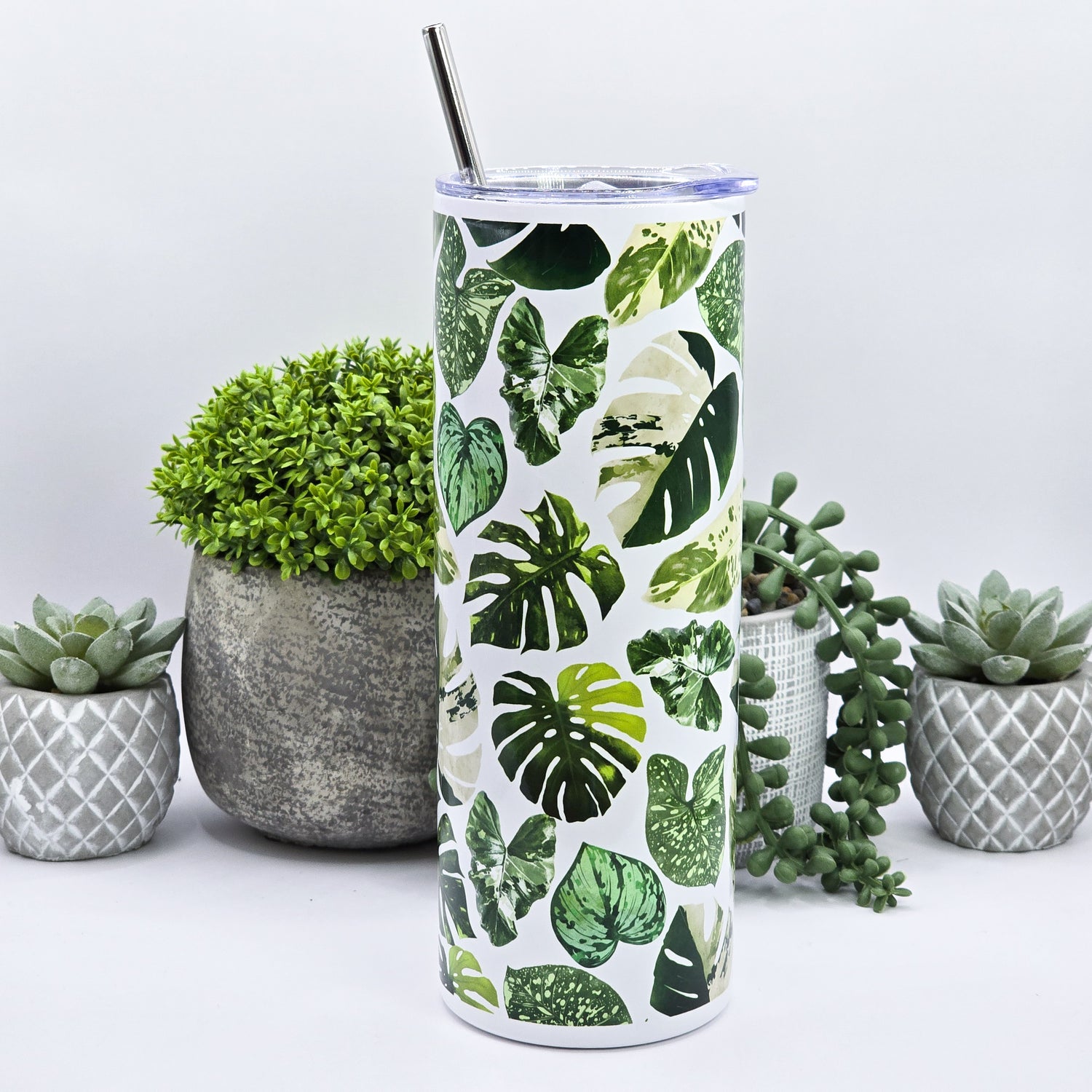 'All the Leaves' Variegated Houseplants 12oz/20oz Insulated Stainless Steel Tumbler