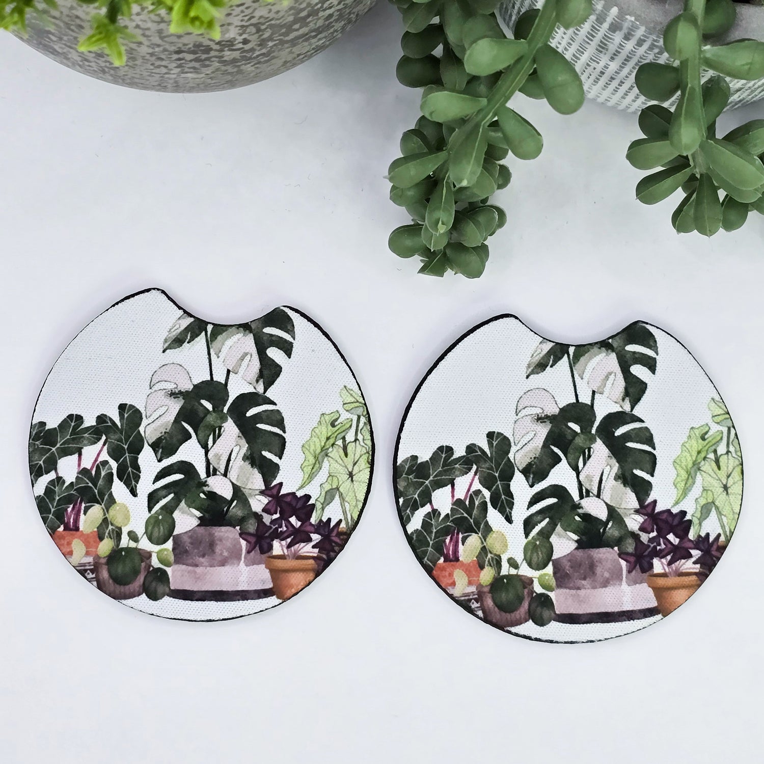 Rare Houseplants Car Coasters - Set of 2, Car Cup Holder Coasters