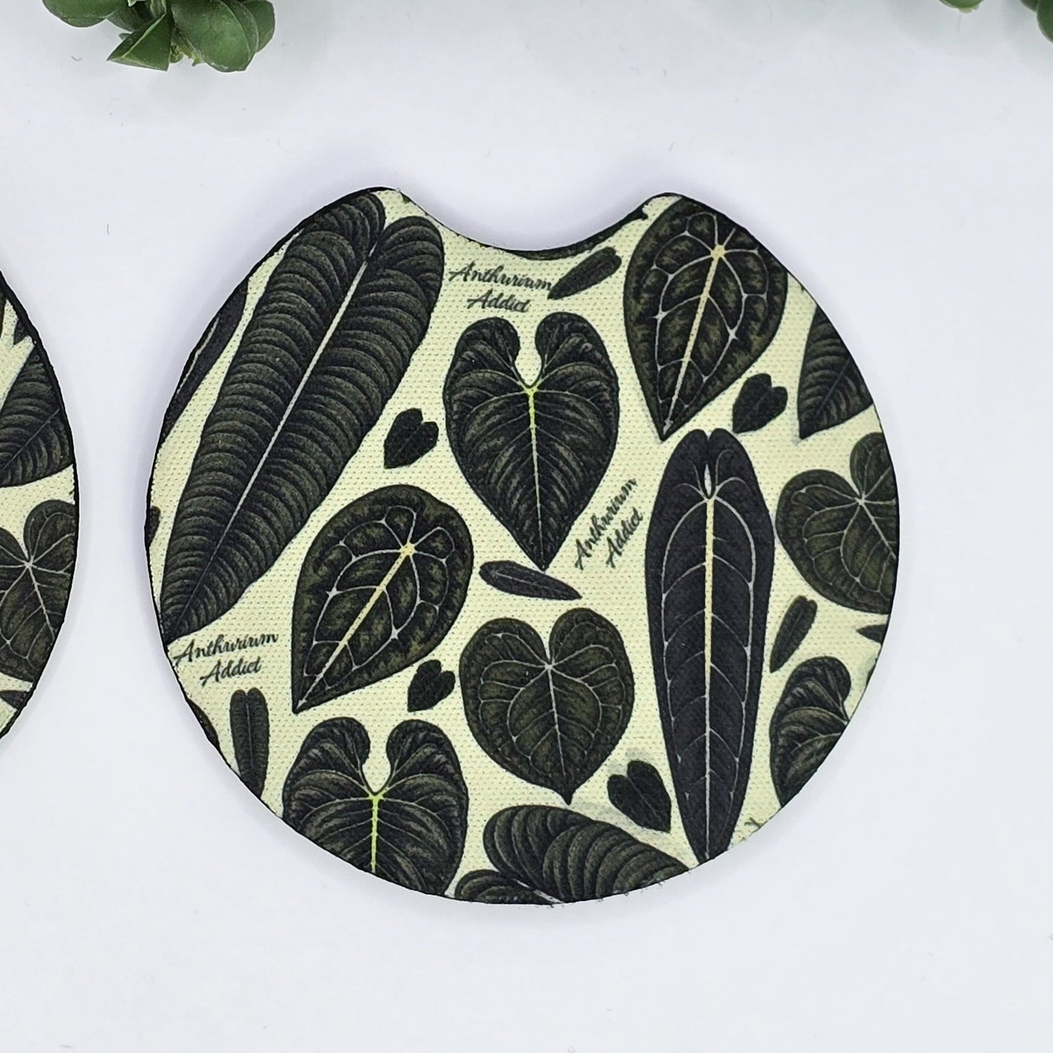 Anthurium Addict Houseplant Car Coasters - Set of 2, Car Cup Holder Coasters