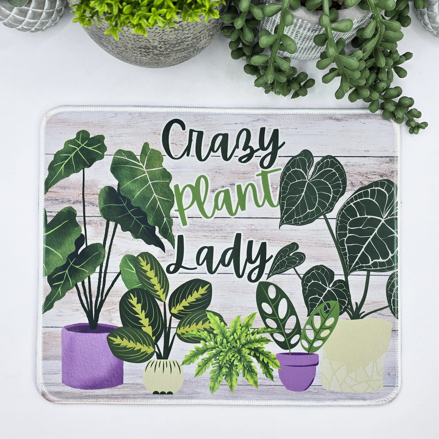 Crazy plant lady potted plants mousepad by my plantasy