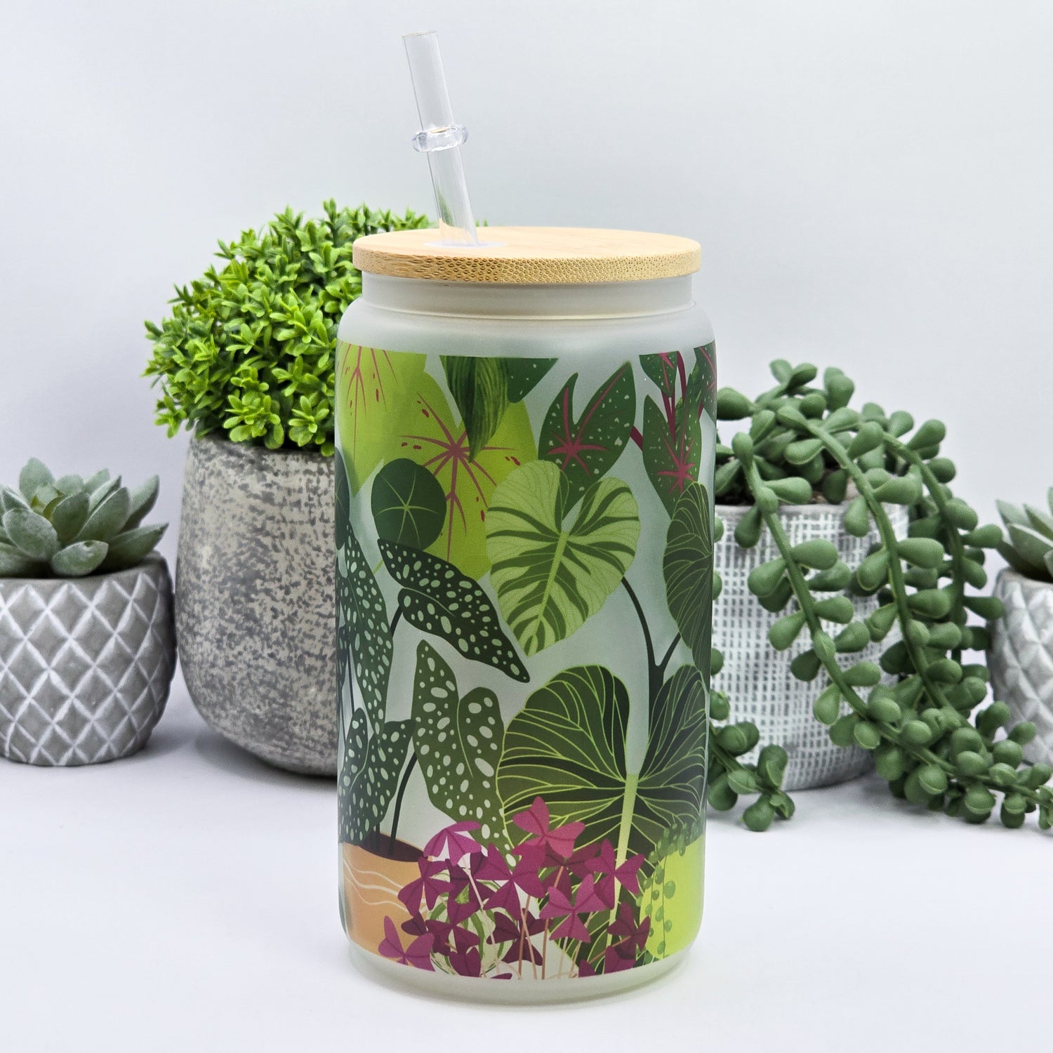 'My Plantasy' 16oz Frosted Glass Houseplant Tumbler