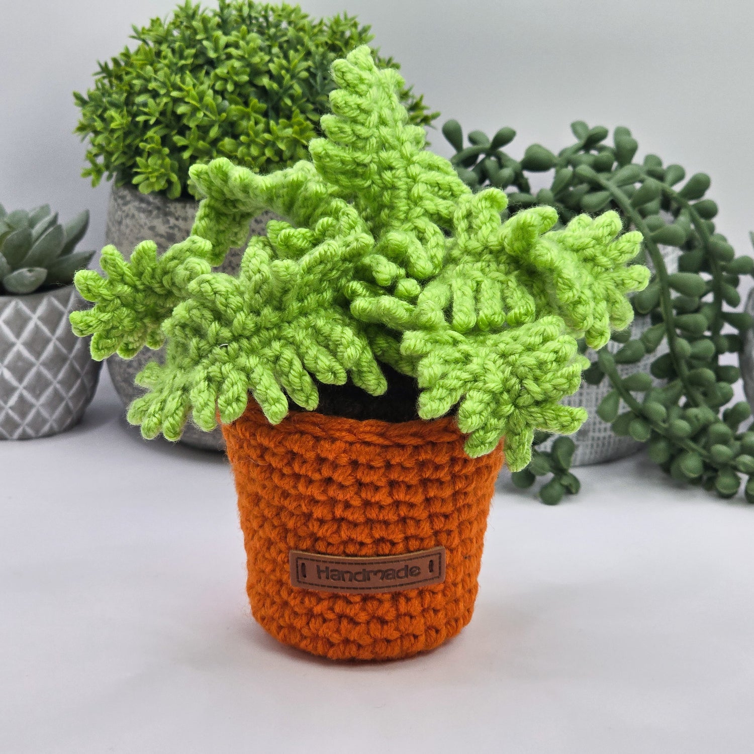 Mini Crochet Potted curly Fern,multiple colours available