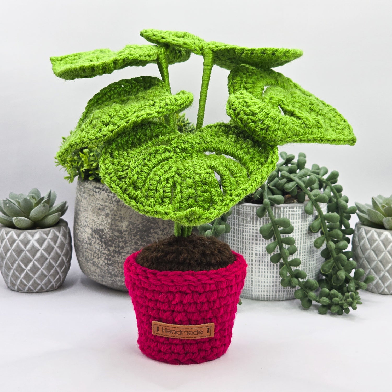 Mini Crochet Monstera Potted Plant Multiple Colours to chose from