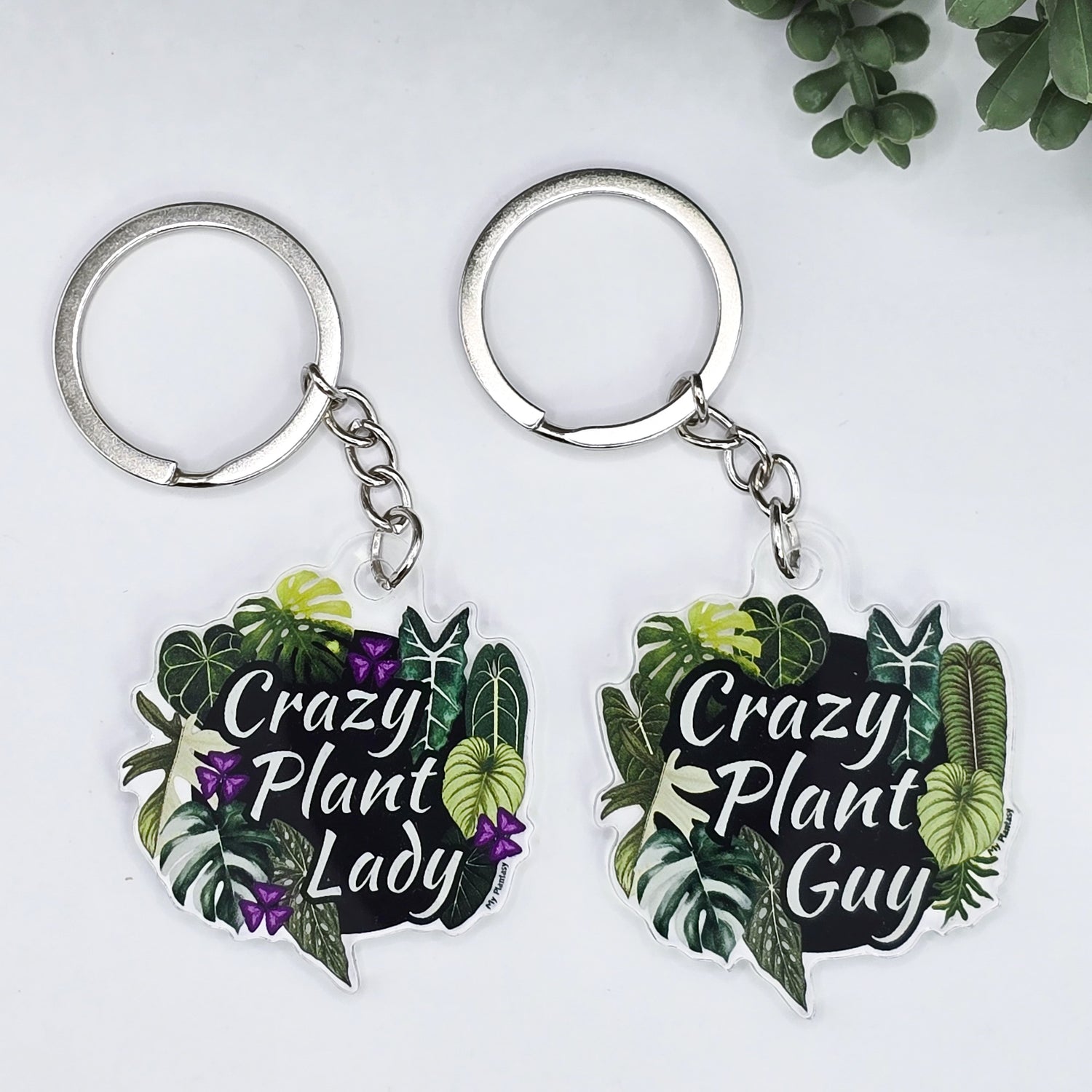 Crazy Plant Lady / Crazy Plant Guy Acrylic Houseplant Keyrings by My Plantasy