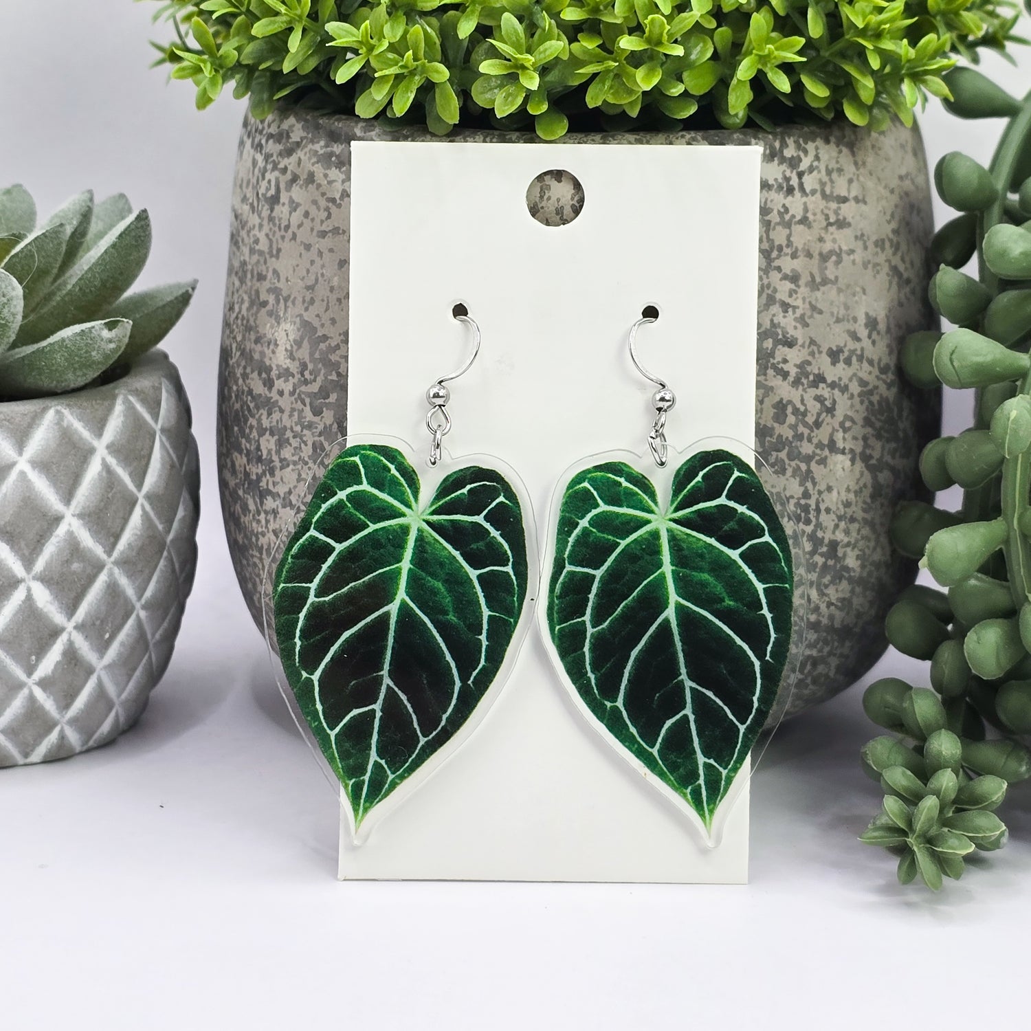 Anthurium Acrylic Houseplant Dangle Earrings