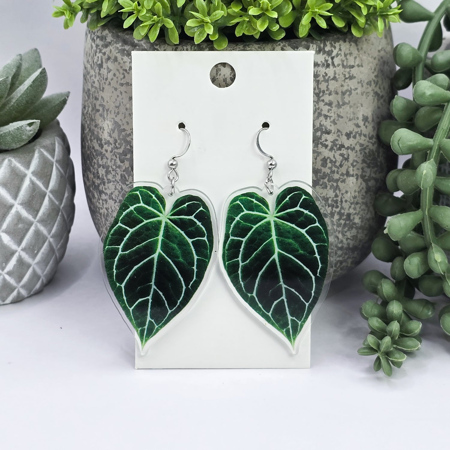 Anthurium Acrylic Houseplant Dangle Earrings