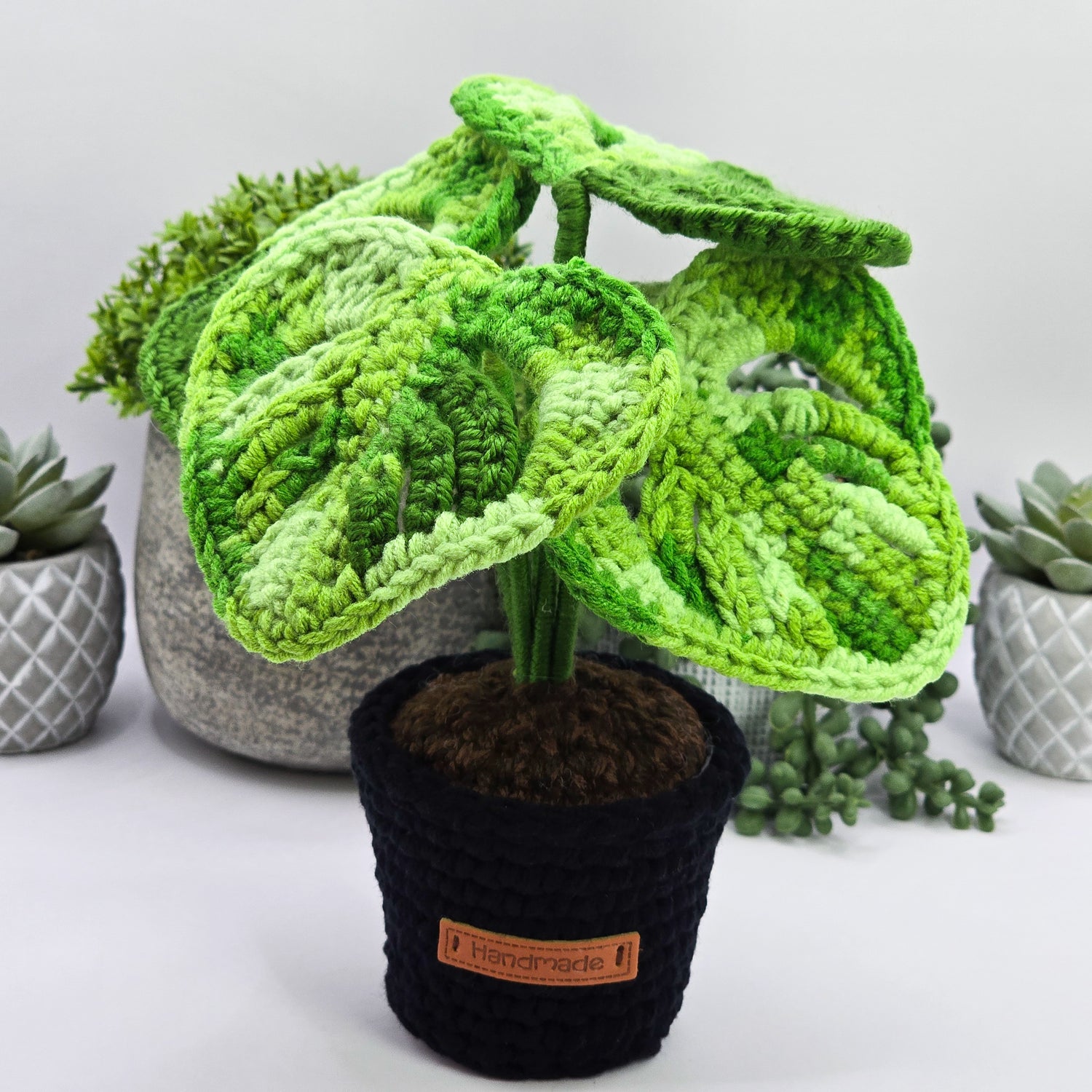 *NEW* Mini Monstera Aurea/Green Variegated Crochet Potted Plant