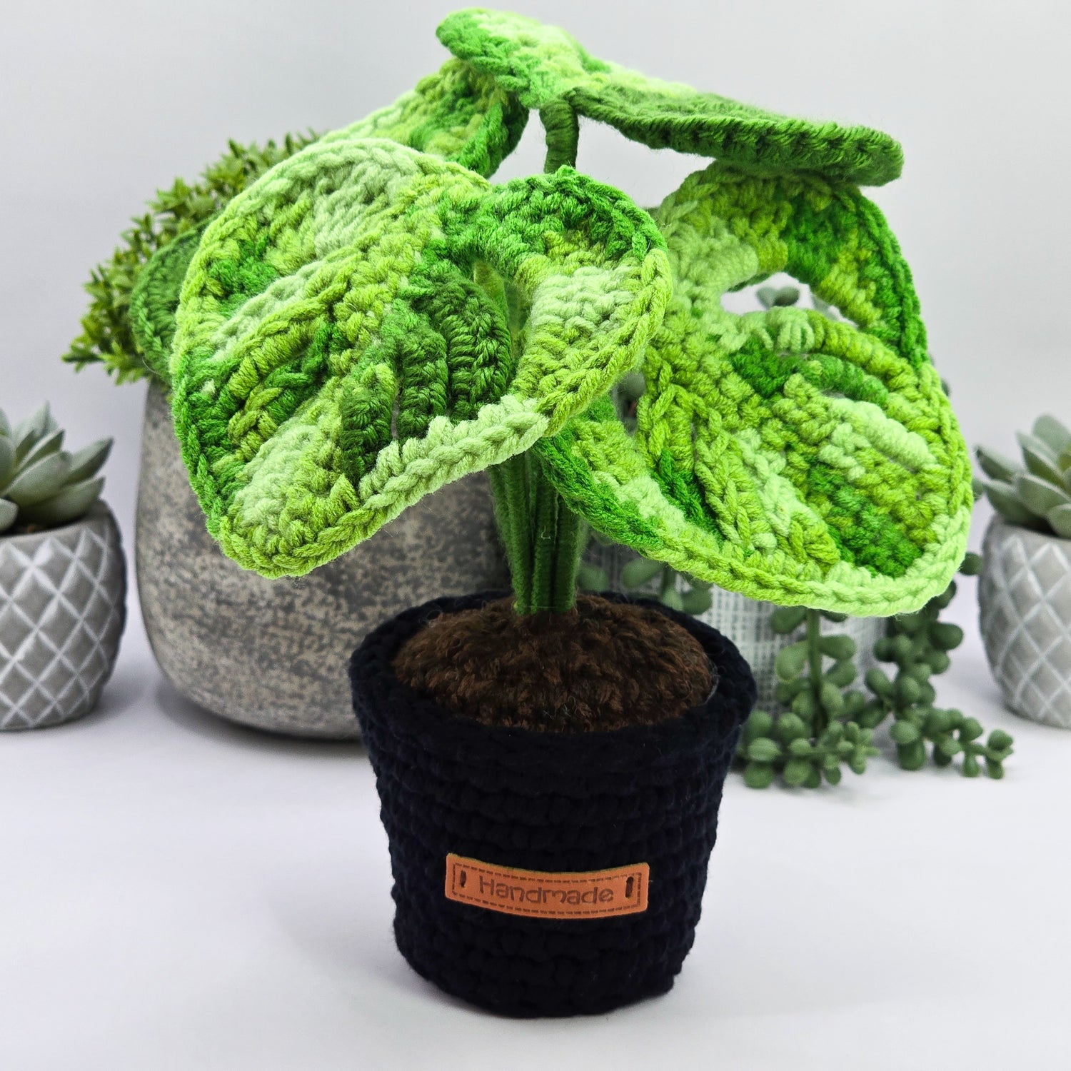 *NEW* Mini Monstera Aurea/Green Variegated Crochet Potted Plant