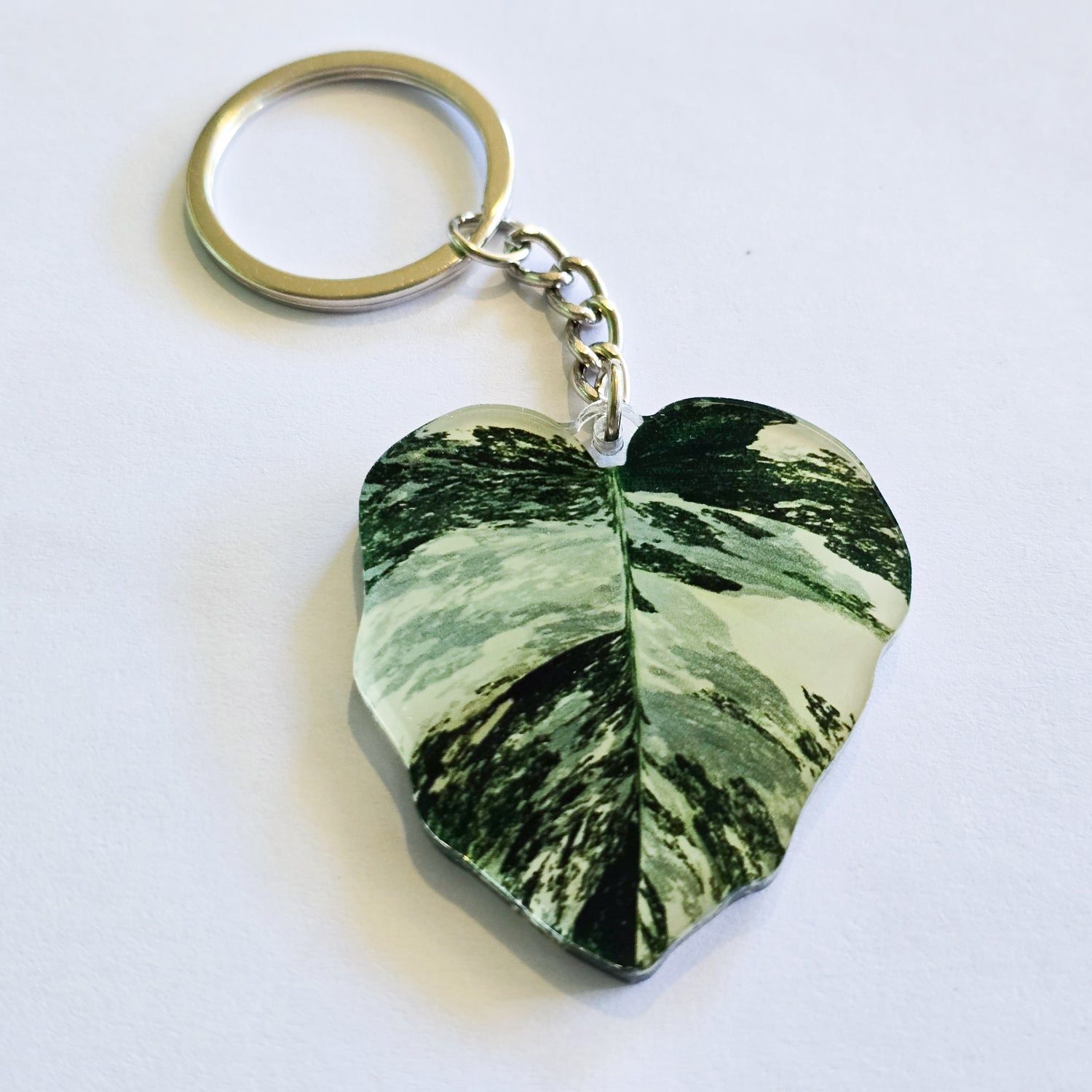 Monstera Albo Marble Variegated Acrylic Houseplant Keyring
