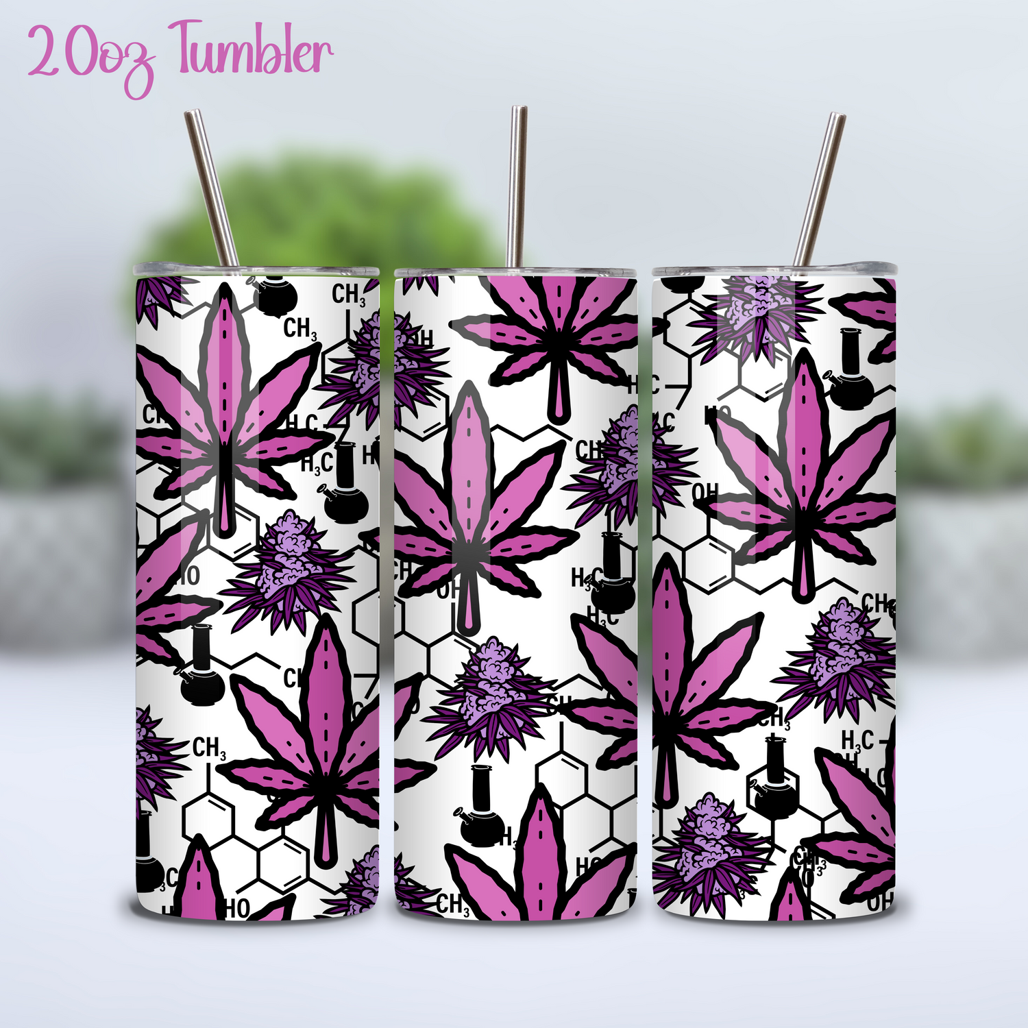 Pink & Purple Cannabis/Marijuana Leaf 20oz Insulated Stainless Steel Tumbler