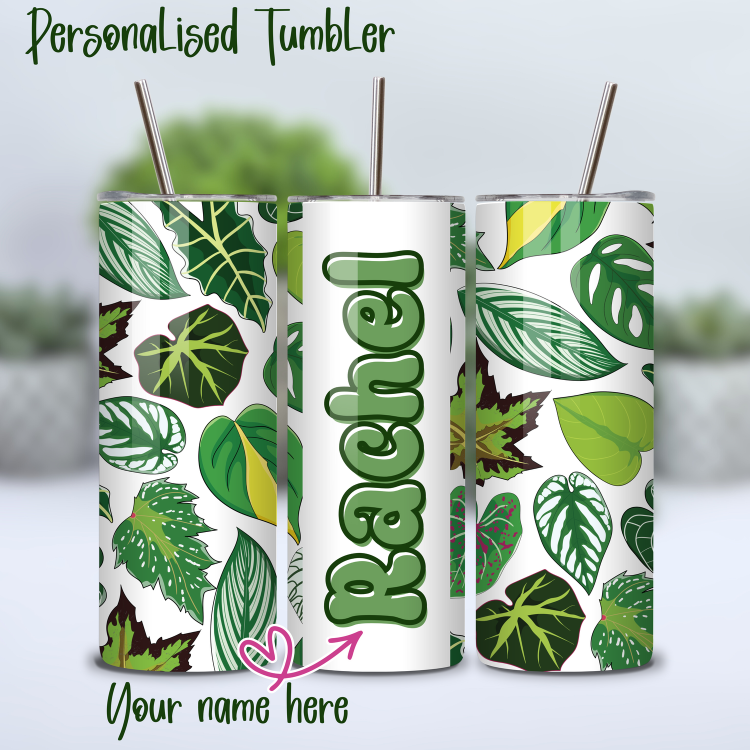 ⭐️PERSONALISED⭐️Falling Foliage 20oz Insulated Stainless Steel Houseplants Tumbler