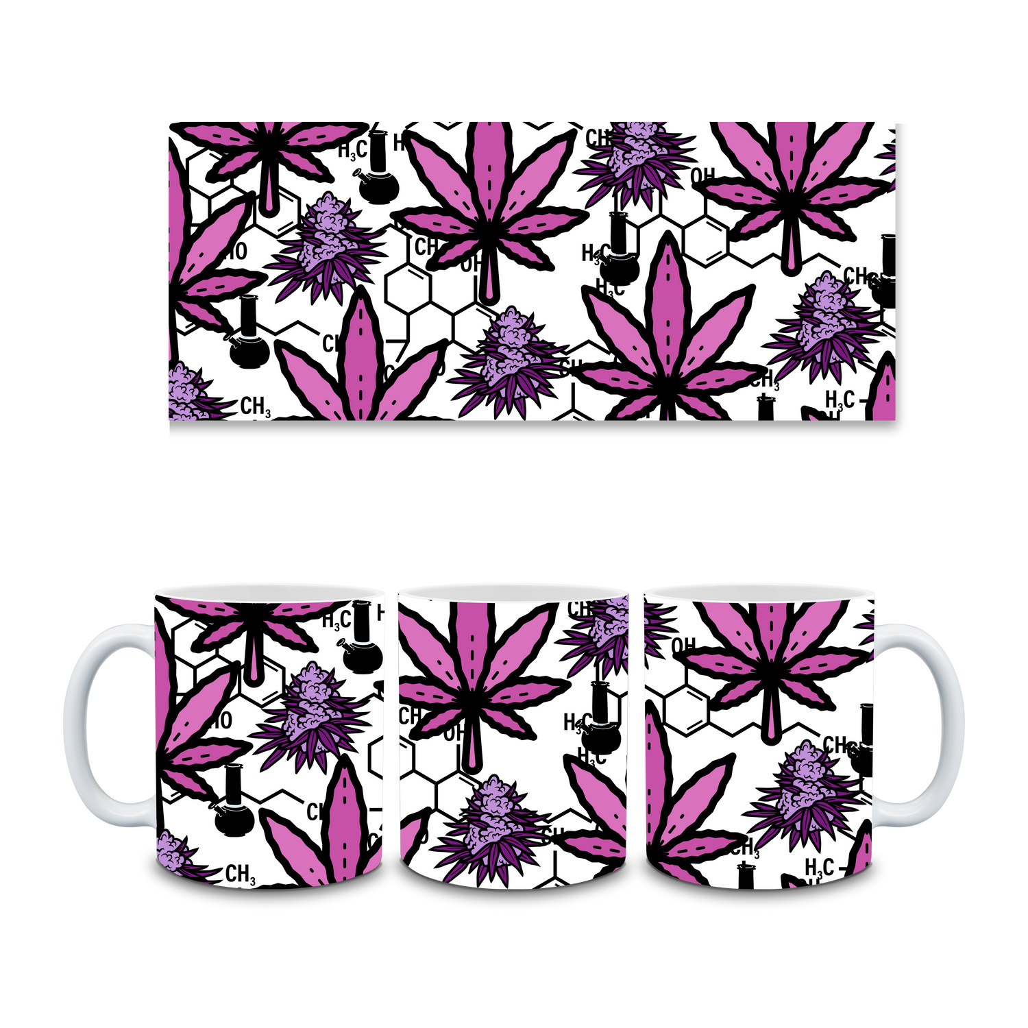 Pink & Purple Marijuana/Cannabis Leaf 11oz Ceramic Plant Mug