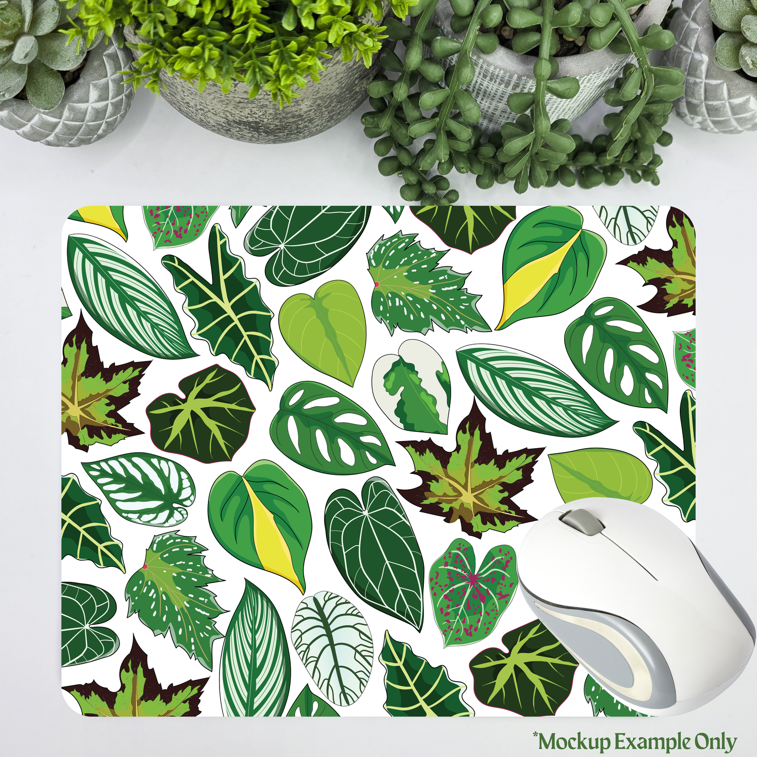 Falling foliage leaves houseplants mousepad by my plantasy