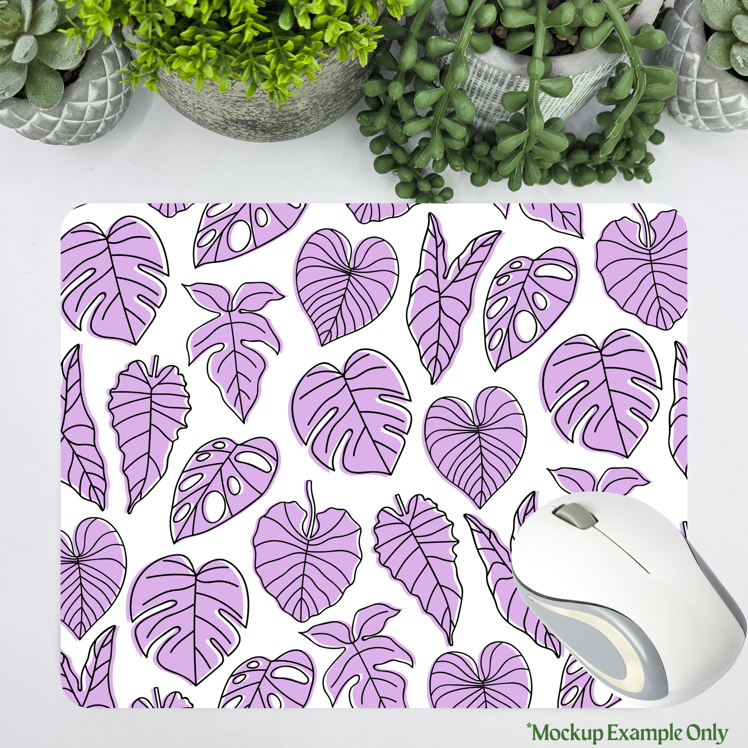 Lilac Leaves Houseplants Computer Mousepad / Mouse Mat