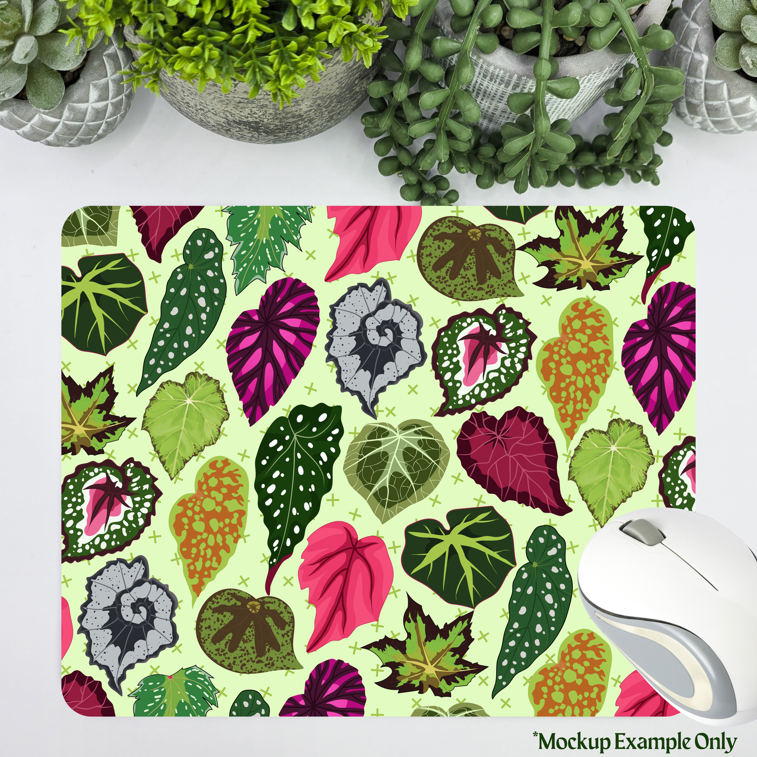 Beautiful begonia leaves houseplants mousepad by my plantasy