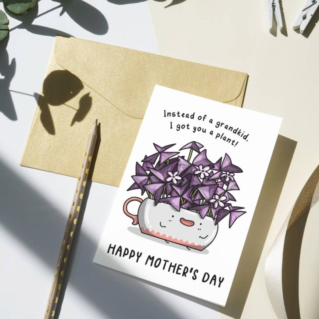 Purple Oxalis Happy Mother's Day Houseplant Greeting Card