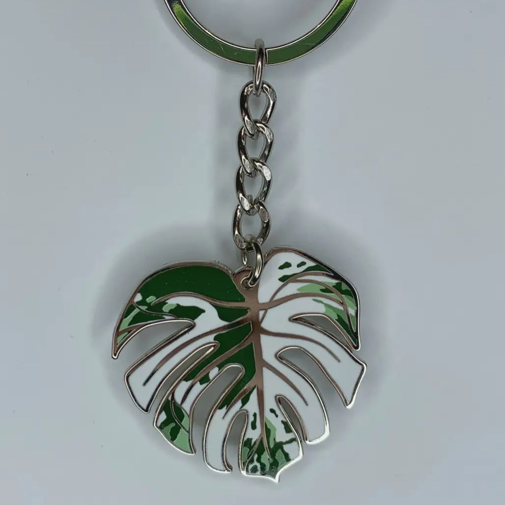Monstera Albo Variegated metal Keyring