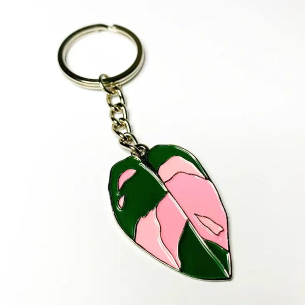 Philodendron Pink Princess Metal Houseplant Keyring