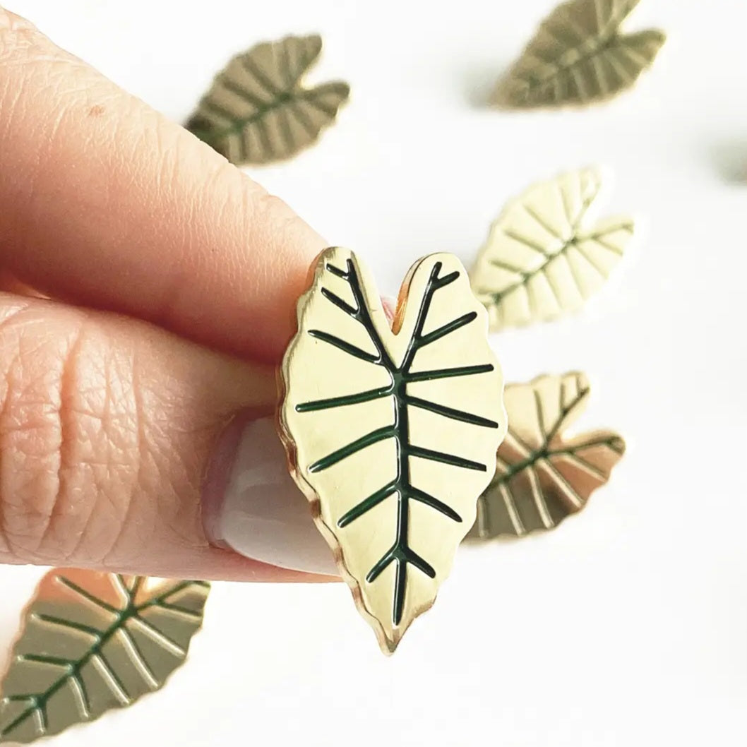Alocasia Frydek Leaf 18k Gold Plated Lapel Enamel Pin