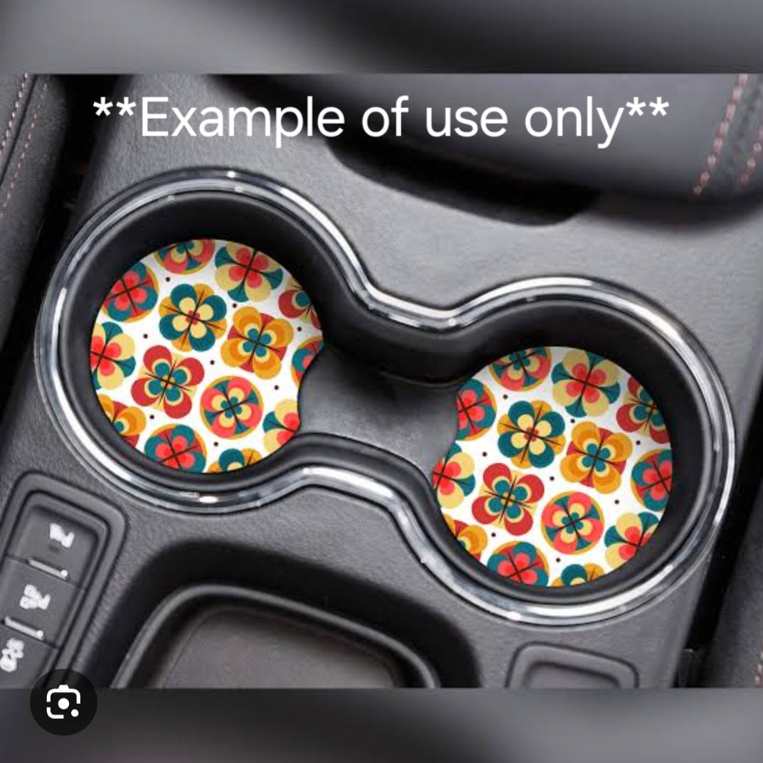 Cute Cacti Cactus Lover's Car Coasters - Set of 2, Car Cup Holder Coasters