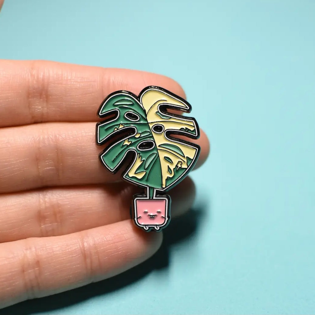 Monstera Albo Variegated Plant Buddies Houseplant Enamel Pin
