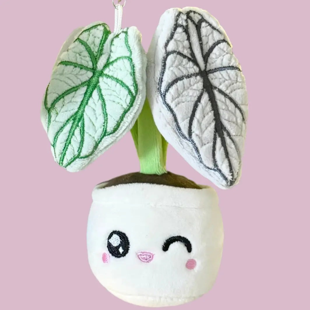 Kawaii Alocasia Silver Dragon Plushie Keyring