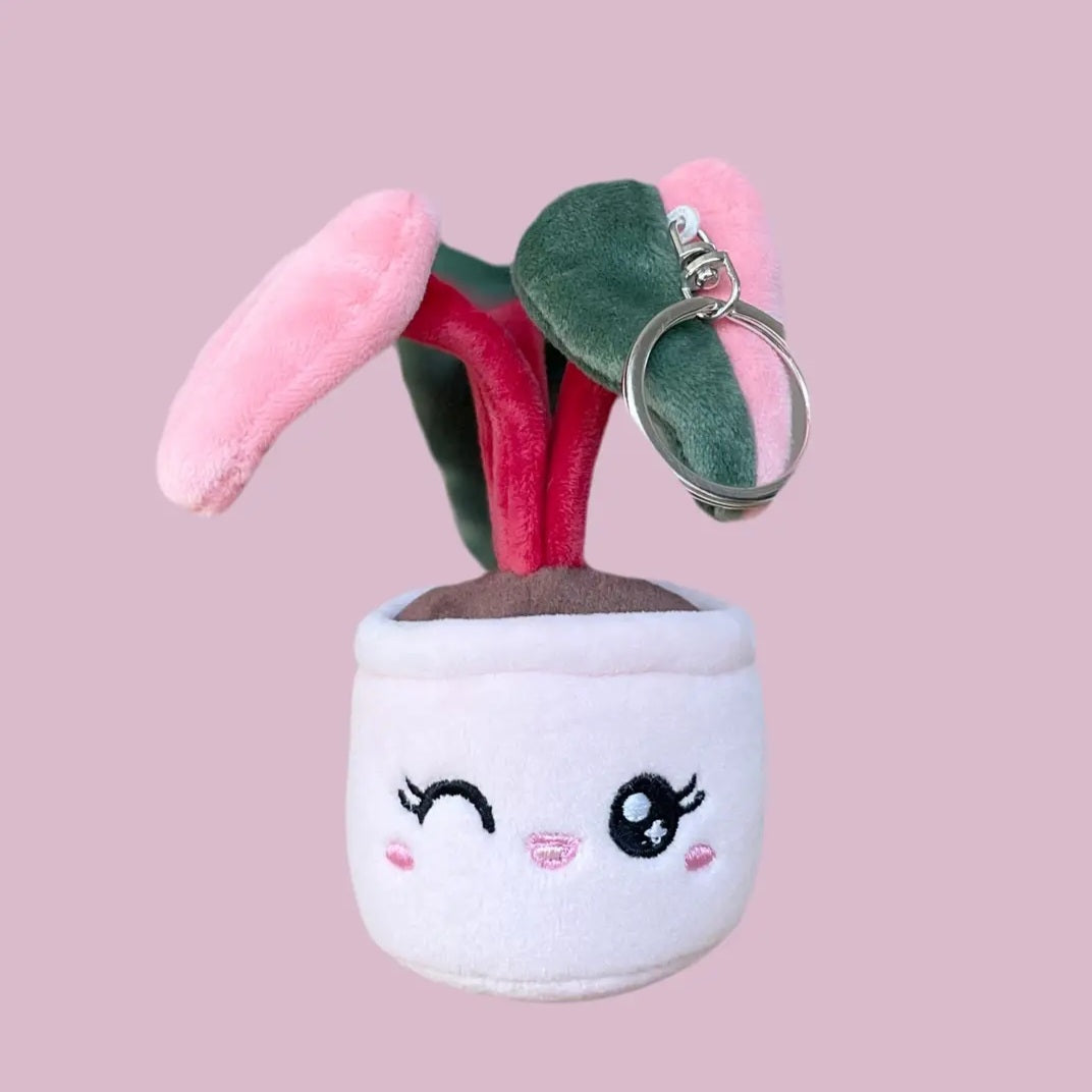 Kawaii Philodendron Pink Princess Plushie Keyring