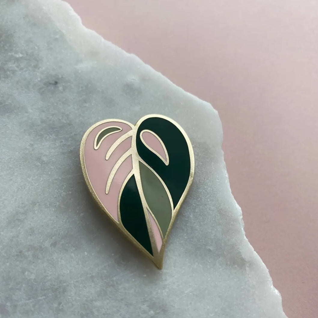 Philodendron Pink Princess Leaf Enamel Houseplant Pin