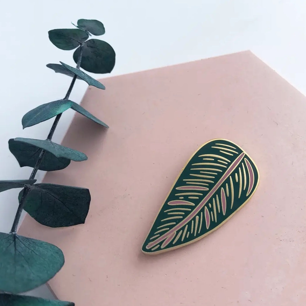 Calathea Ornata Leaf Enamel Houseplant Pin