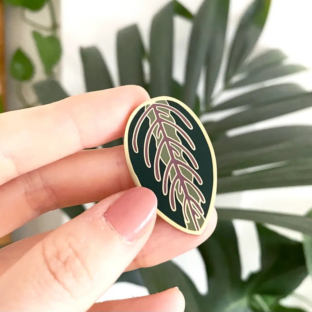 Maranta Leaf Enamel Houseplant Pin