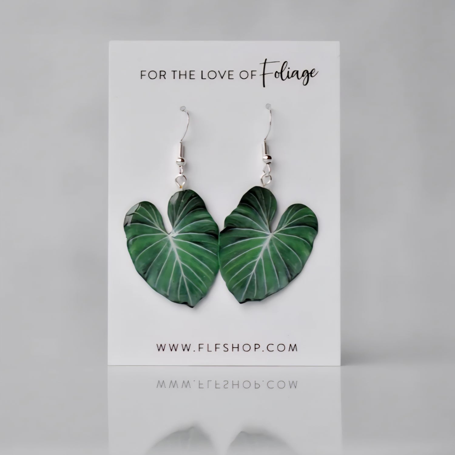 Philodendron Gloriosum Houseplant Earrings with Stirling silver hooks