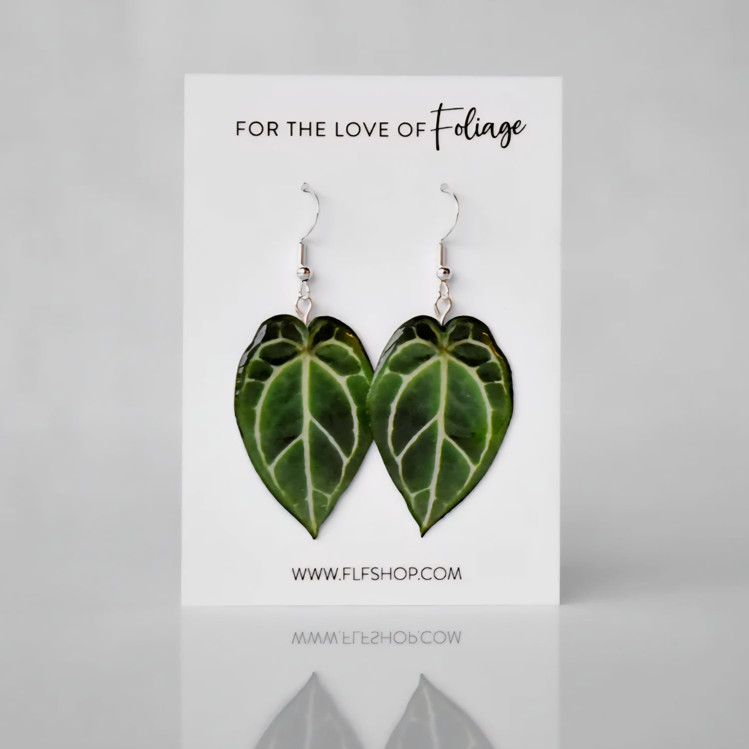 Anthurium Crystallinum Houseplant Earrings with Stirling Silver hooks