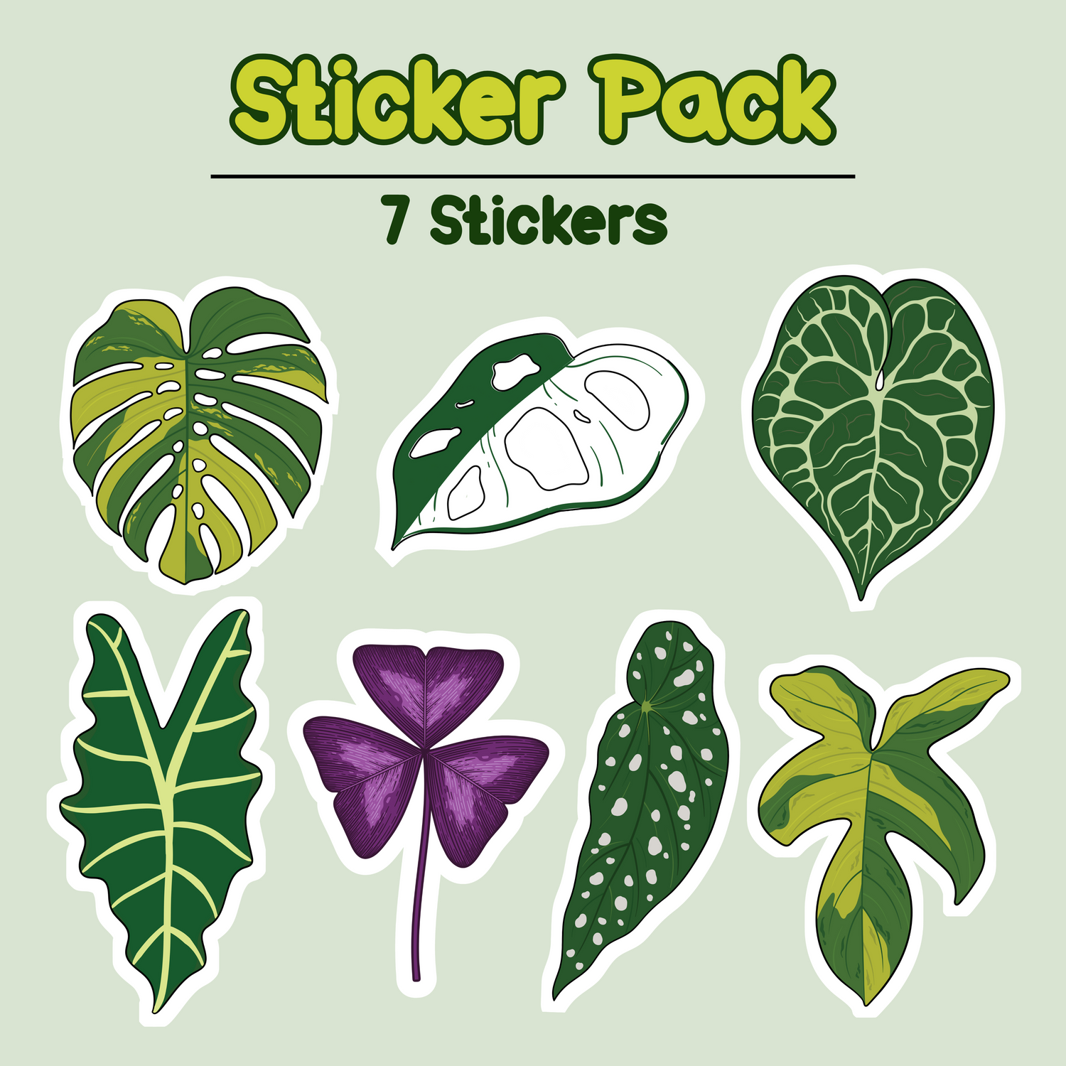 Pack of (7) Rare Houseplant Leaves |WHITE Vinyl| Pack of 7 OR purchase Individually