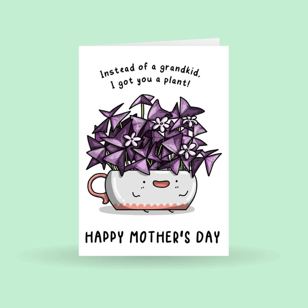 Purple Oxalis Happy Mother's Day Houseplant Greeting Card