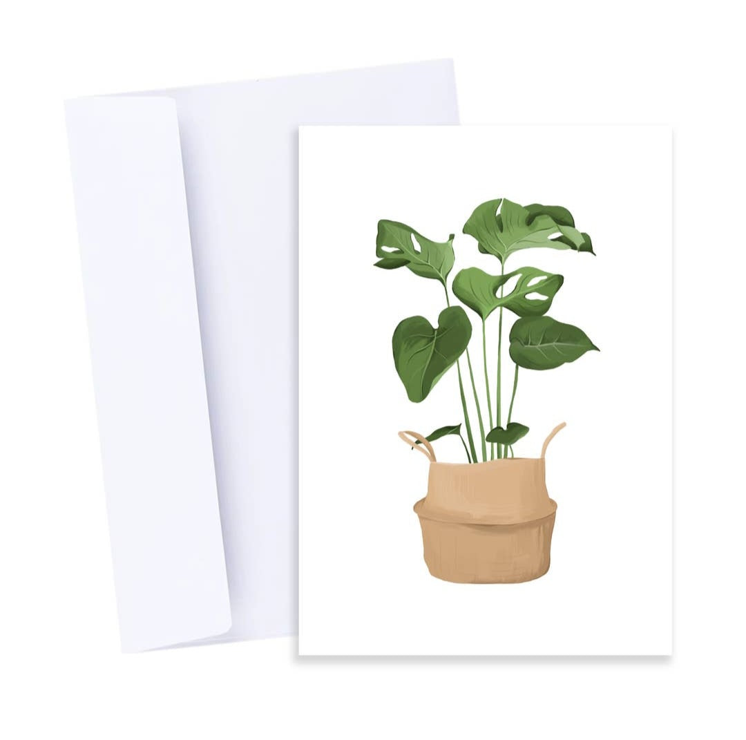Monstera Potted Plant Blank Greeting Card