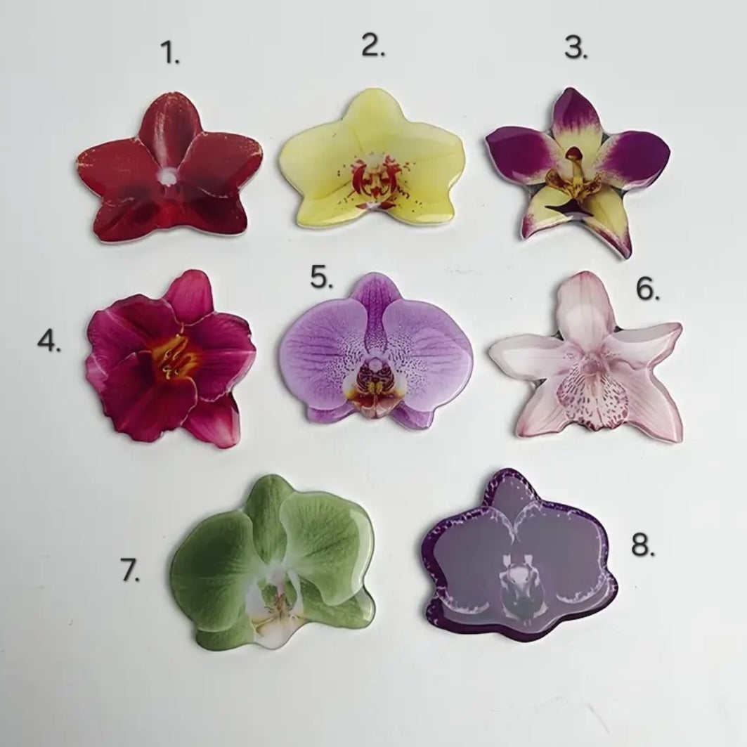Orchid Acrylic Fridge Magnets - 8 to choose from