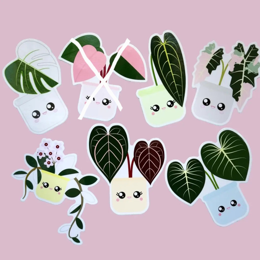 Kawaii Houseplant Stickers, 6 to choose from