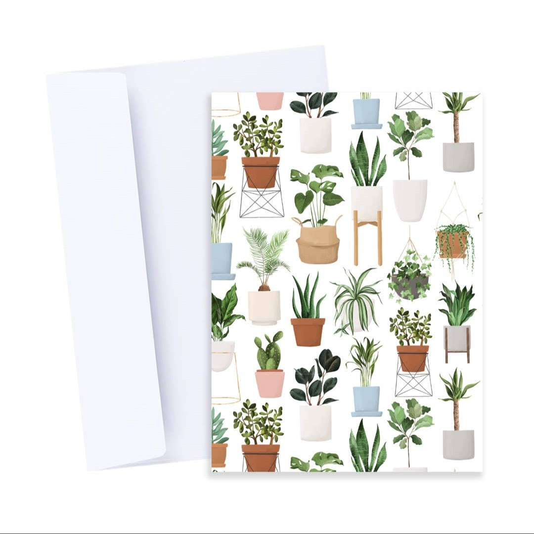 Indoor Potted Plants Themed Blank Card