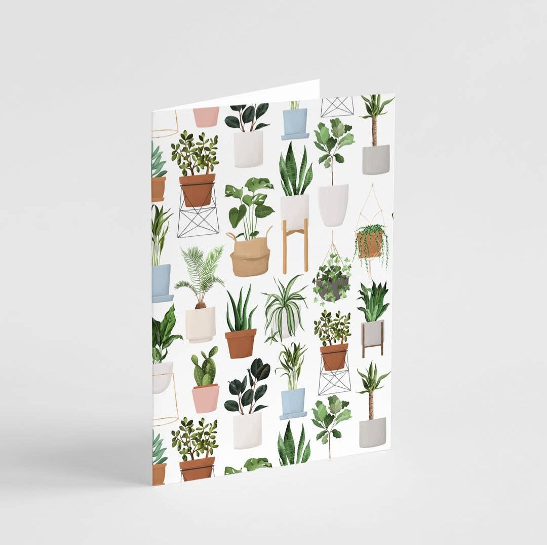 Indoor Potted Plants Themed Blank Card