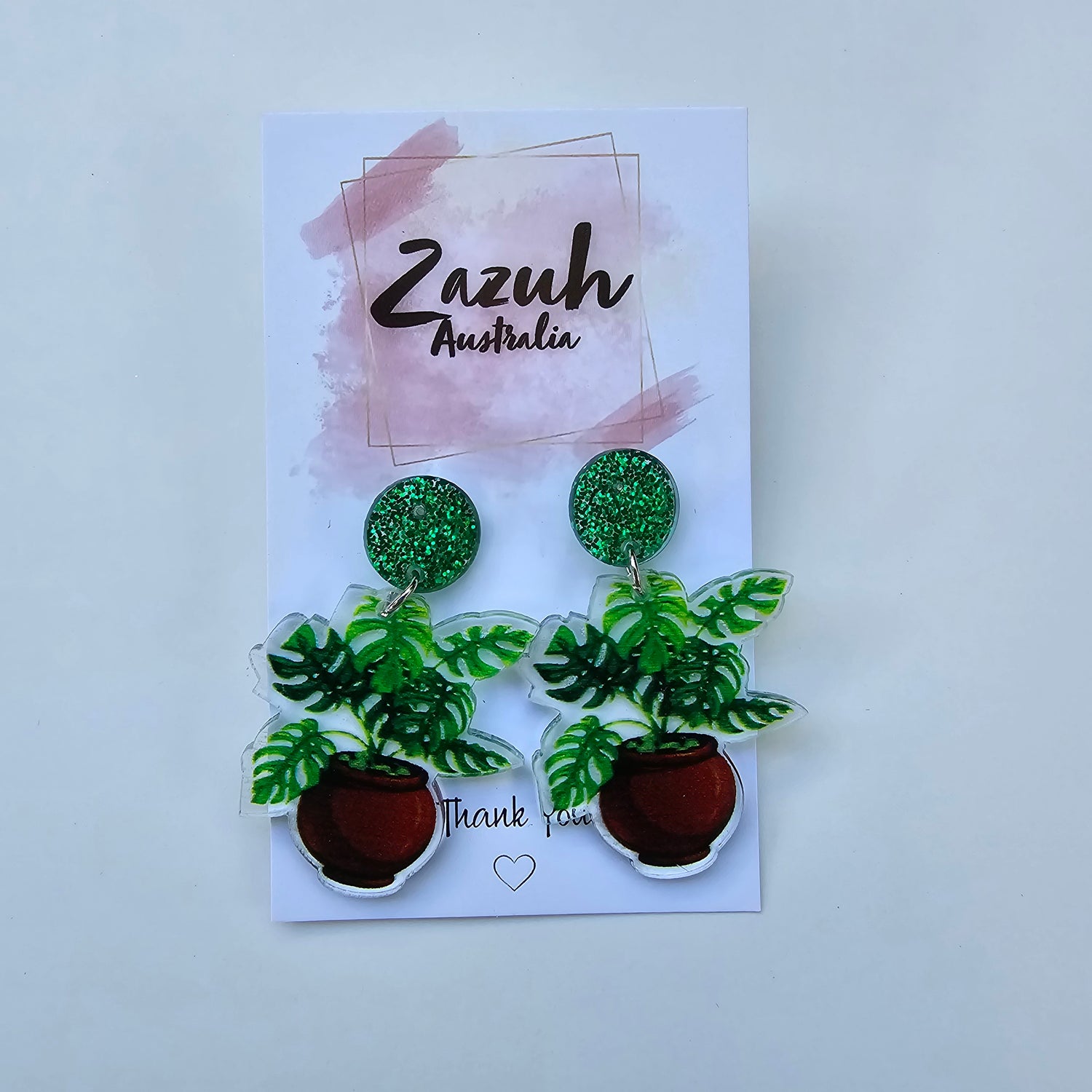 Monstera Potted Plant Acrylic Earrings