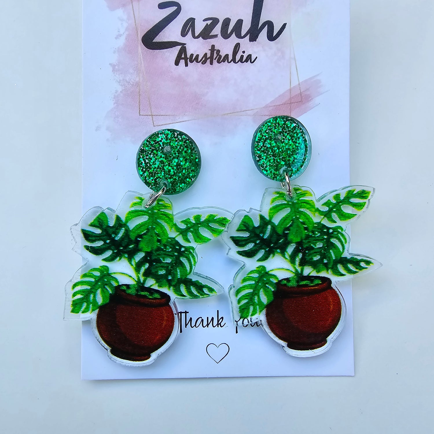 Monstera Potted Plant Acrylic Earrings