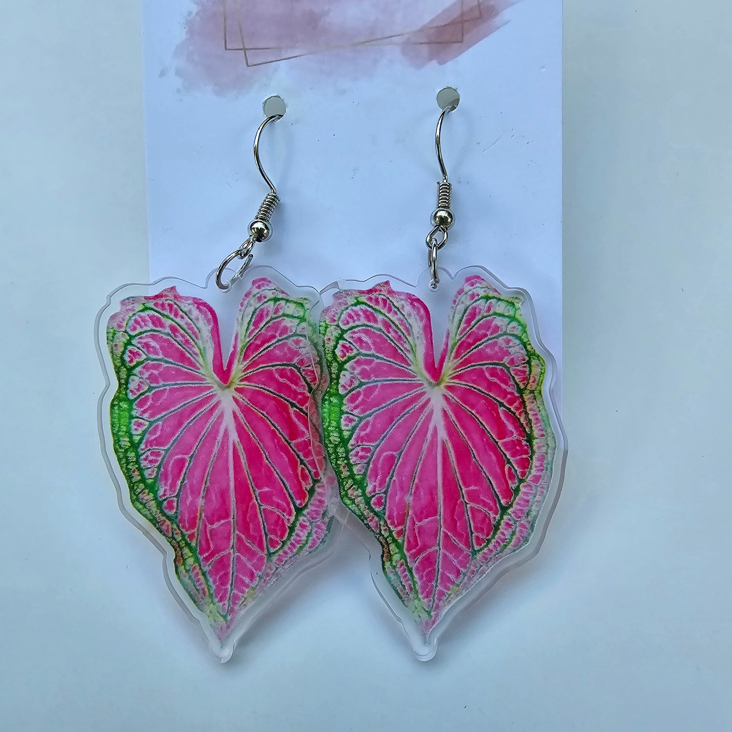 Caladium Acrylic Indoor Plant Earrings