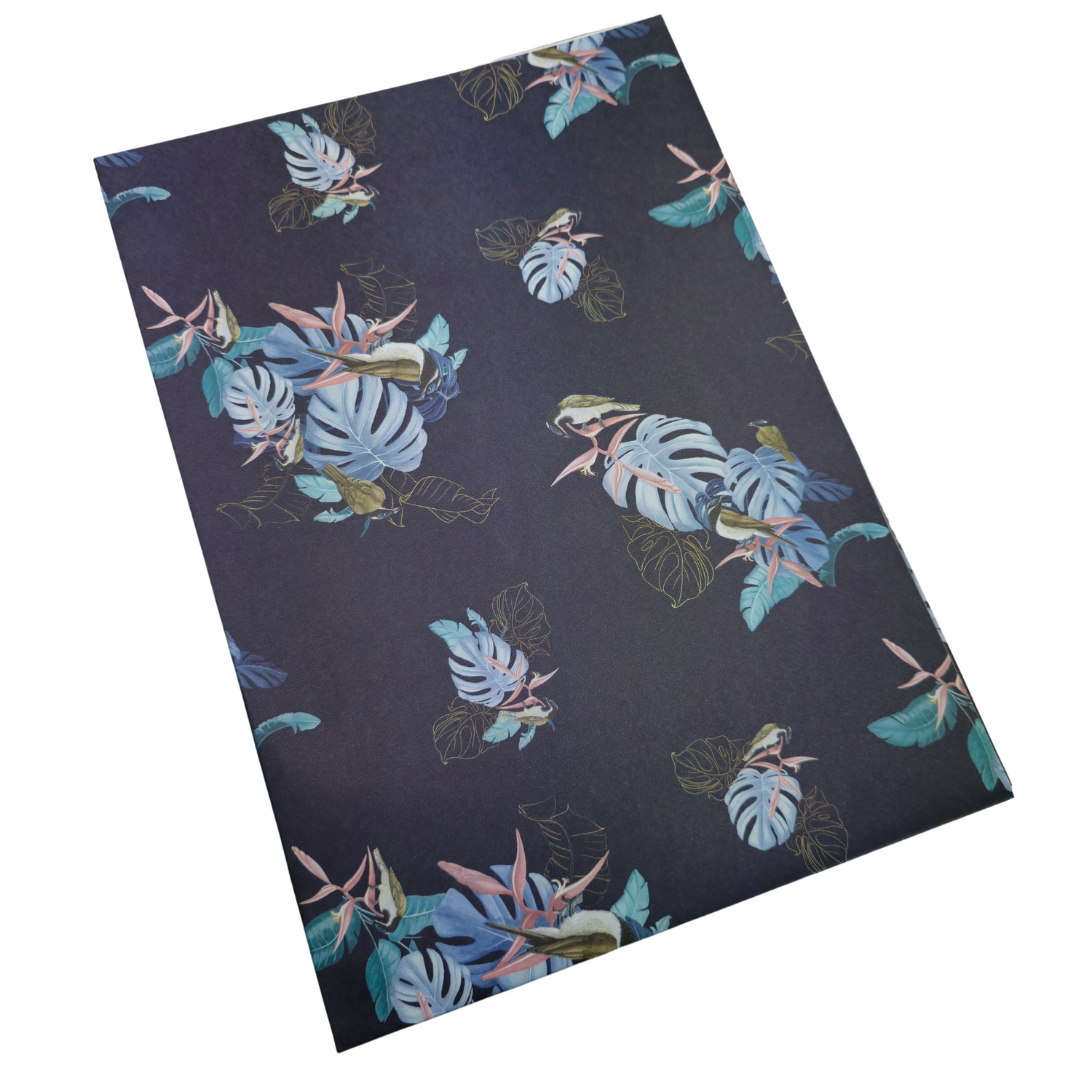 Monstera Tropical Navy Blue & Gold plant Wrapping Paper