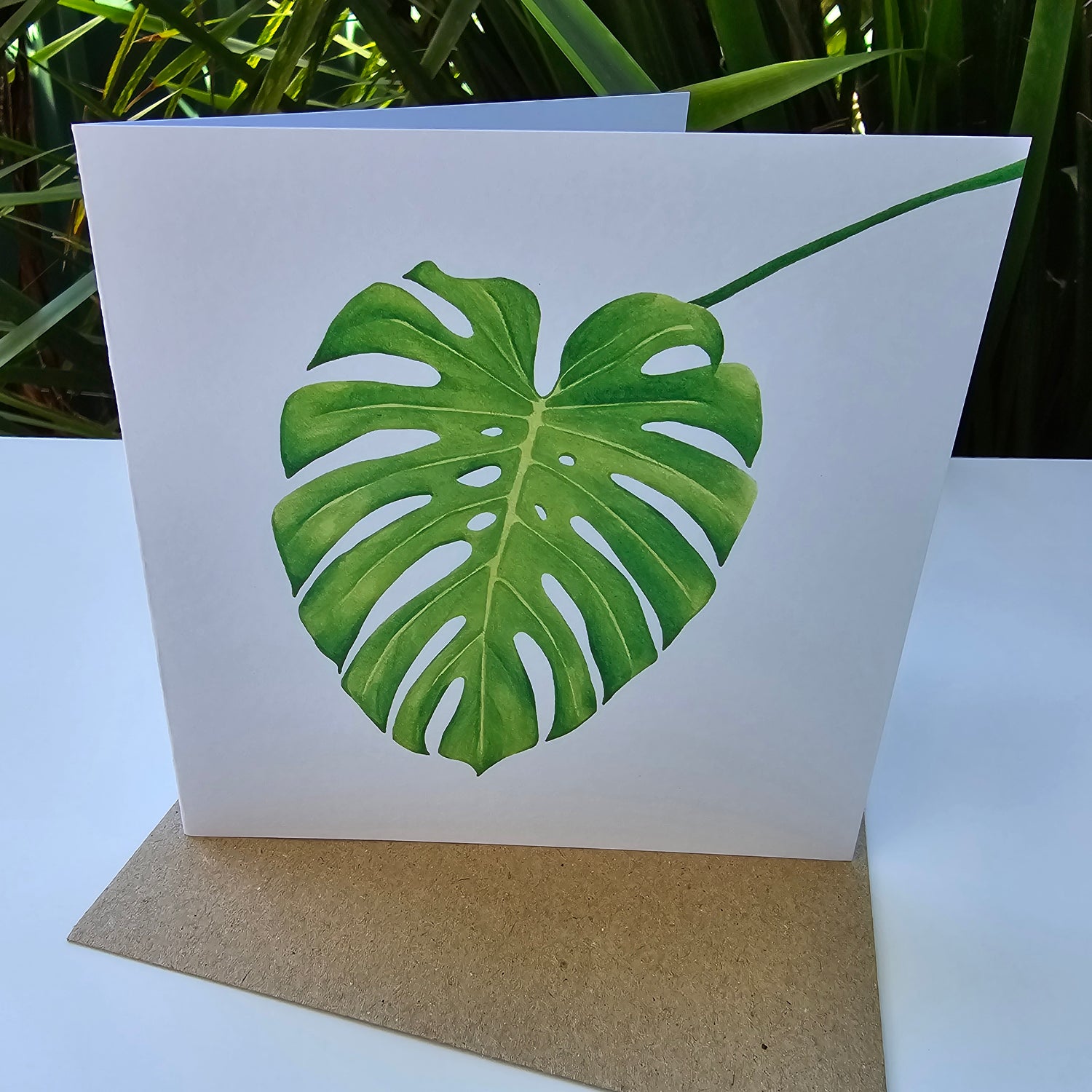 Monstera Leaf Blank Greeting Card